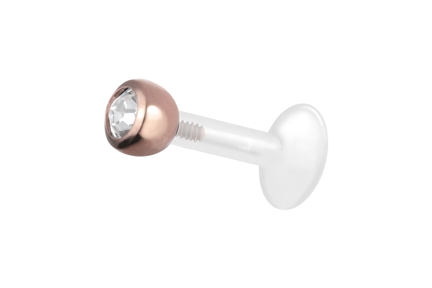 PTFE Labret Piercing mit Innengewinde + Titan-Aufsatz KRISTALL